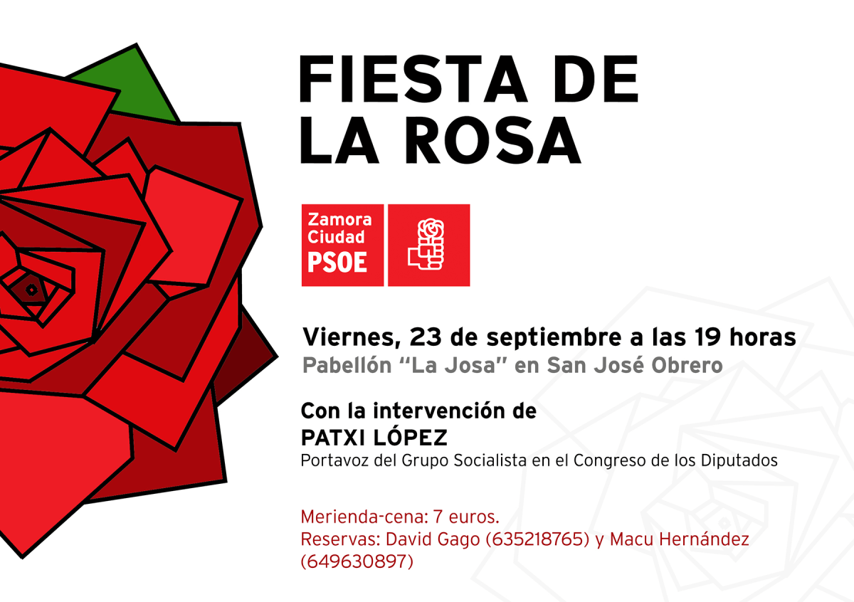 El PSOE de Zamora Ciudad celebra la «Fiesta de la Rosa» el viernes&nbsp;23