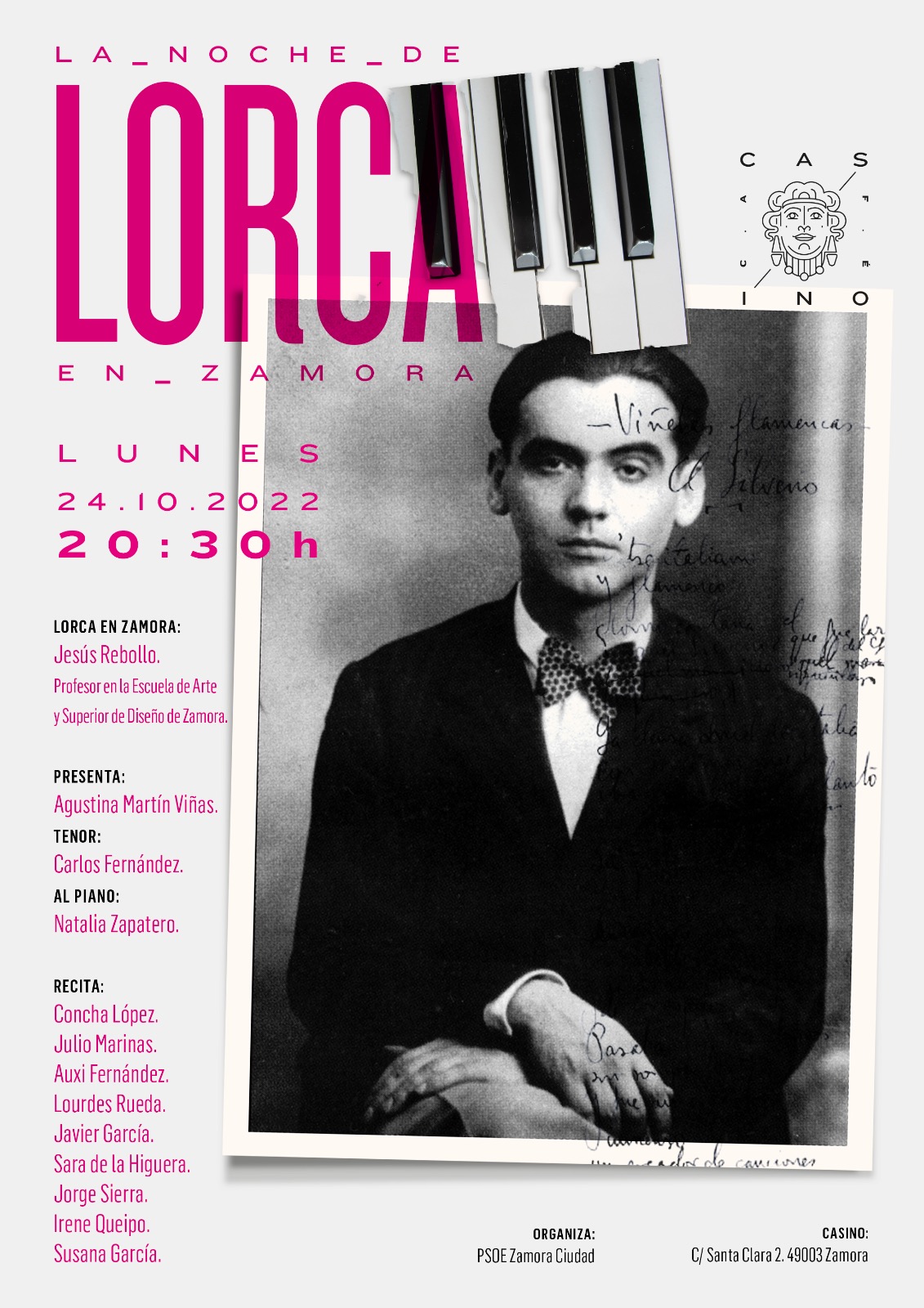 Este lunes 16, recital para rememorar la noche de Lorca en&nbsp;Zamora