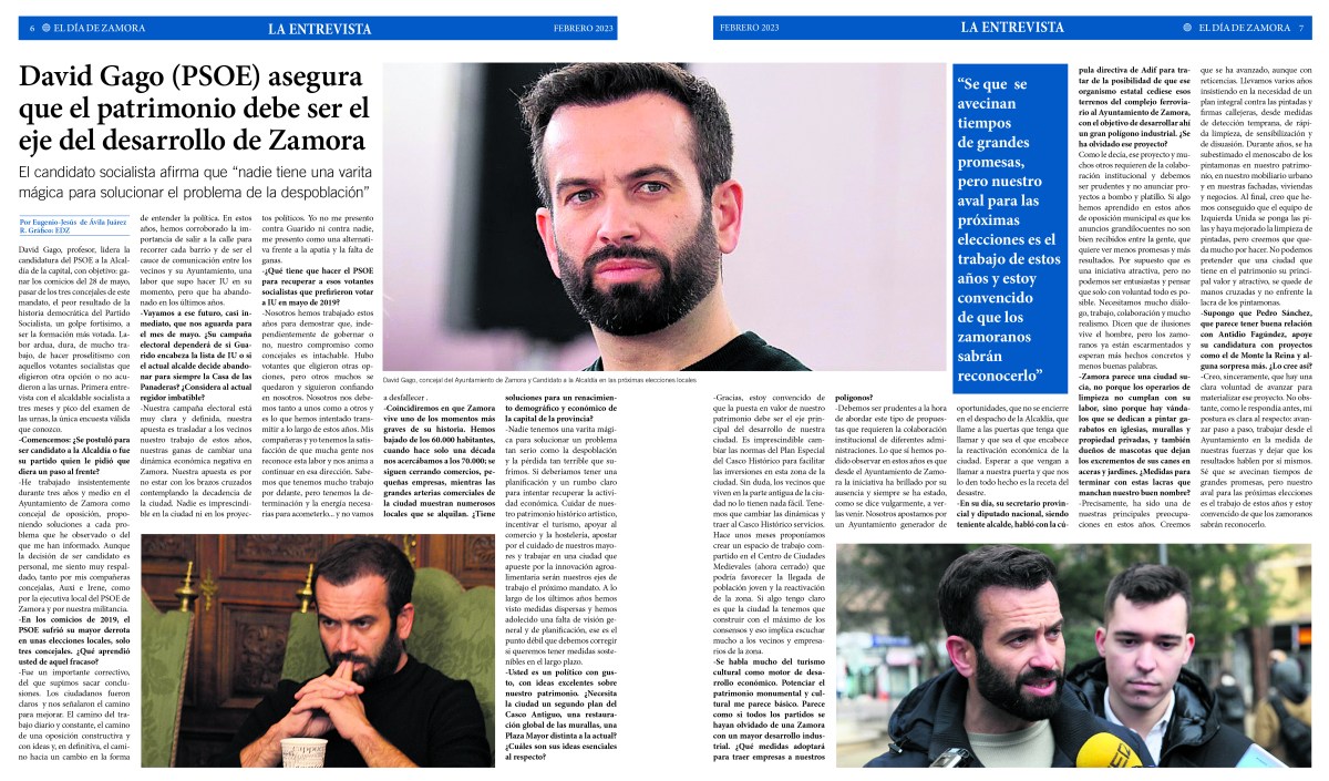Entrevista a David Gago en «El Día de&nbsp;Zamora»